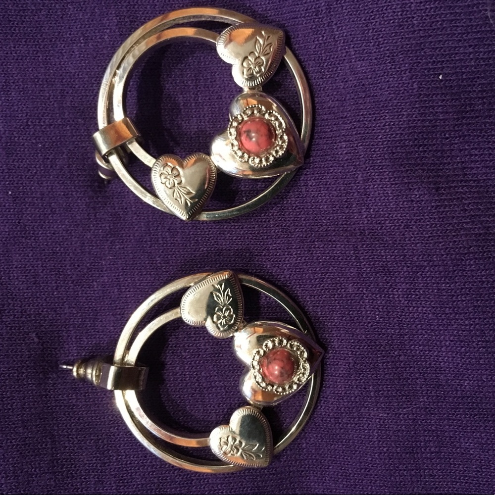Silver & orange turquoise earrings